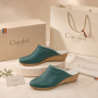 Saboti dama verzi din piele naturala cu talpa tip pana si design slip-on TEA5V
